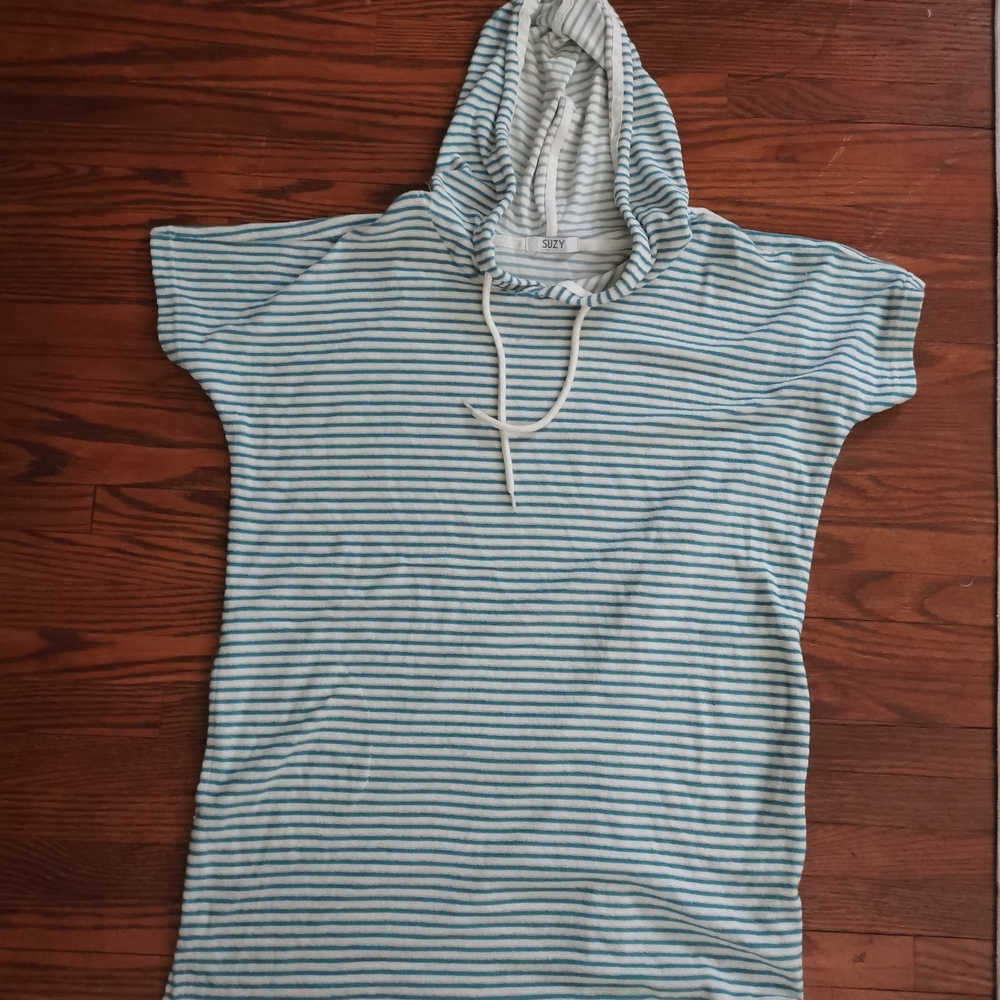 Suzy Shier Blue and White Striped Mini Dress